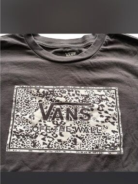 Vans 'Off The Wall' Leopard Logo Tee - Grey & White